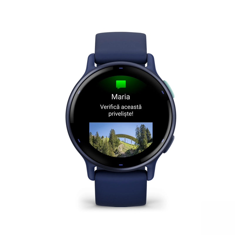 Încărcați imaginea în vizualizatorul Galerie, Ceas Garmin - Vivoactive 5 smartwatch cu GPS și AMOLED - ramă Metallic Navy din aluminiu, carcasă Navy şi bratara din silicon
