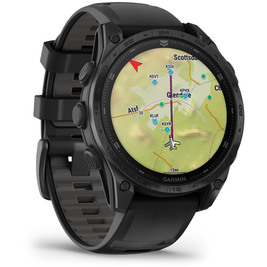 Garmin - TACTIX 8 AMOLED 47mm Sapphire ceas multisport cu GPS - ramă neagră Titanium DLC și curea din silicon neagră