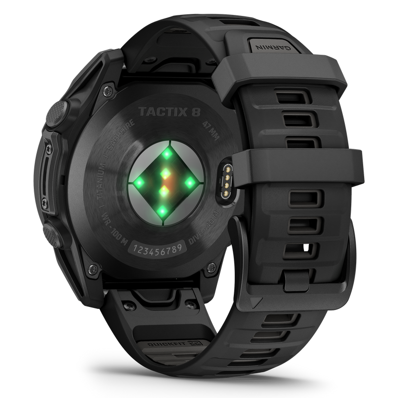 Încărcați imaginea în vizualizatorul Galerie, Garmin - TACTIX 8 AMOLED 47mm Sapphire ceas multisport cu GPS - ramă neagră Titanium DLC și curea din silicon neagră
