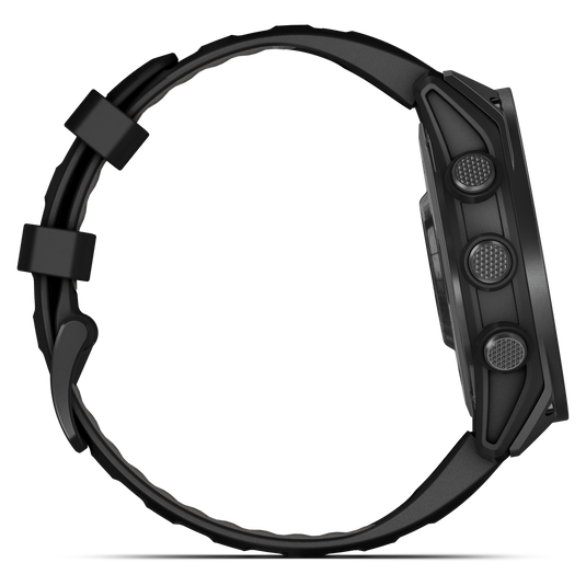 Garmin - TACTIX 8 AMOLED 47mm Sapphire ceas multisport cu GPS - ramă neagră Titanium DLC și curea din silicon neagră