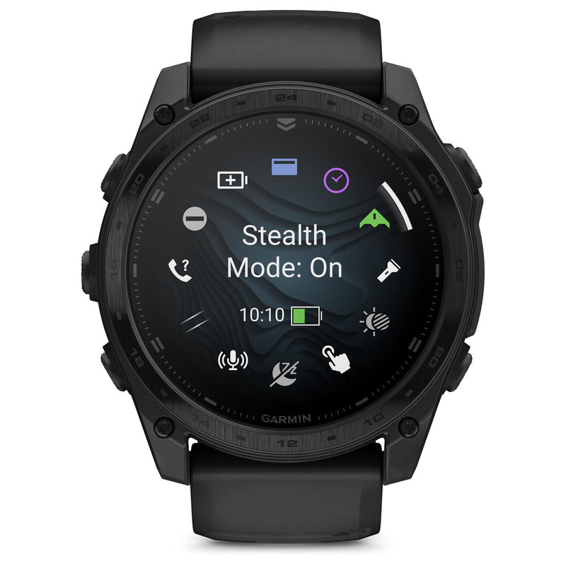 Încărcați imaginea în vizualizatorul Galerie, Garmin - TACTIX 8 AMOLED 51 mm Sapphire ceas multisport cu GPS - ramă neagră Titanium DLC și curea din silicon neagră + nailon
