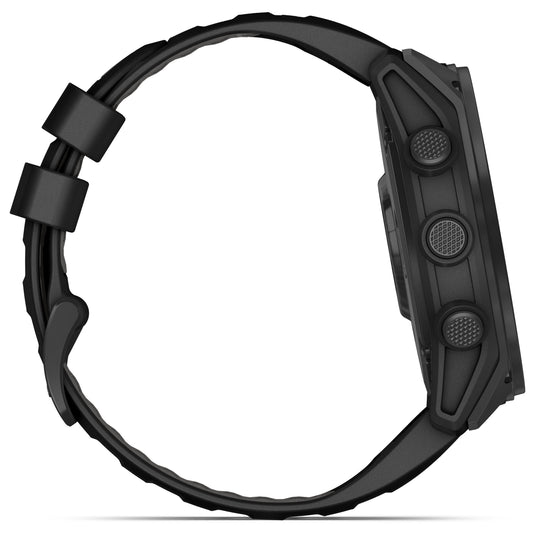Garmin - TACTIX 8 AMOLED 51 mm Sapphire ceas multisport cu GPS - ramă neagră Titanium DLC și curea din silicon neagră + nailon