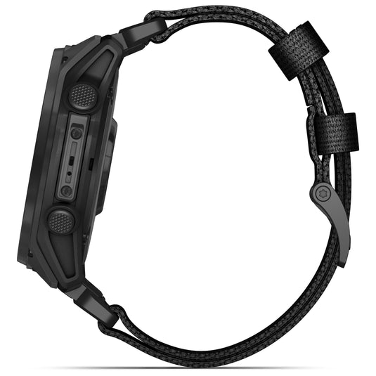 Garmin - TACTIX 8 Solar 51 mm Sapphire ceas multisport cu GPS - ramă neagră Titanium DLC și curea din silicon neagră + nailon