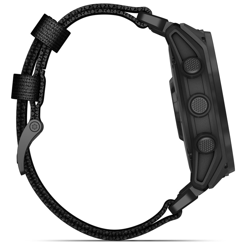 Încărcați imaginea în vizualizatorul Galerie, Garmin - TACTIX 8 Solar 51 mm Sapphire ceas multisport cu GPS - ramă neagră Titanium DLC și curea din silicon neagră + nailon
