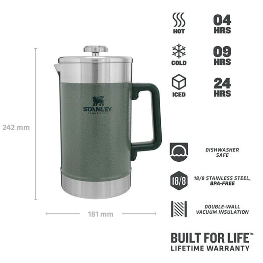 Presa de cafea STANLET STAY-HOT FRENCH PRESS 1.4L HAMMERTONE GREEN 10-02888-048