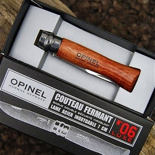 Cutit briceag Opinel No. 6 Inox cu maner din lemn Bubinga ( 226066 )