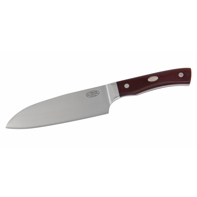 Cutit de tip Santoku, lama 155 mm, otel Lam. CoS, maner micarta, FALLKNIVEN CMT - DELTA