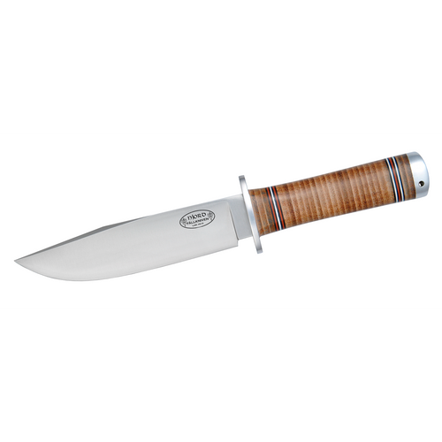 Cutit de supravietuire si bushcraft, lama otel VG10, maner piele, teaca piele, FALLKNIVEN NL3L NJORD